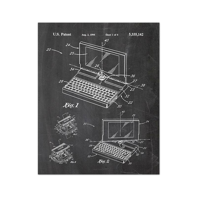 Computer Patent Vintage Posters and Prints Retro Blueprint Drawing Art Canvas Painting Office Wall Pictures Decoration Geek Gift