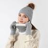 3Pcs/Set Thicken Winter Hat Scarf Gloves Set Plush Lining Touchscreen Gloves  for Men Women