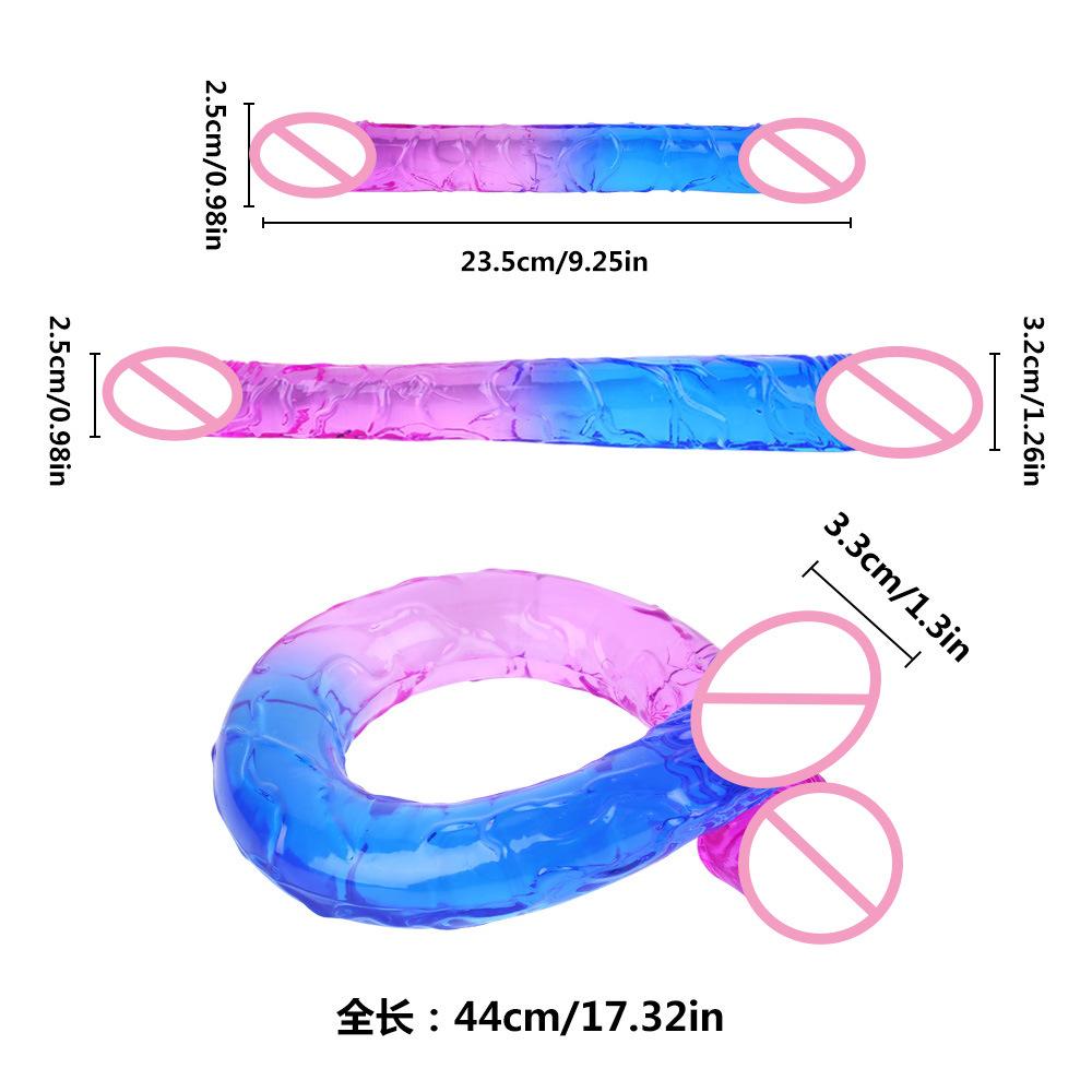 Double Head Dildo Two-Color Crystal Super Large Thick Simulation Butt Plug Lala Gay Men and Women Dildo Sexy Sex Product