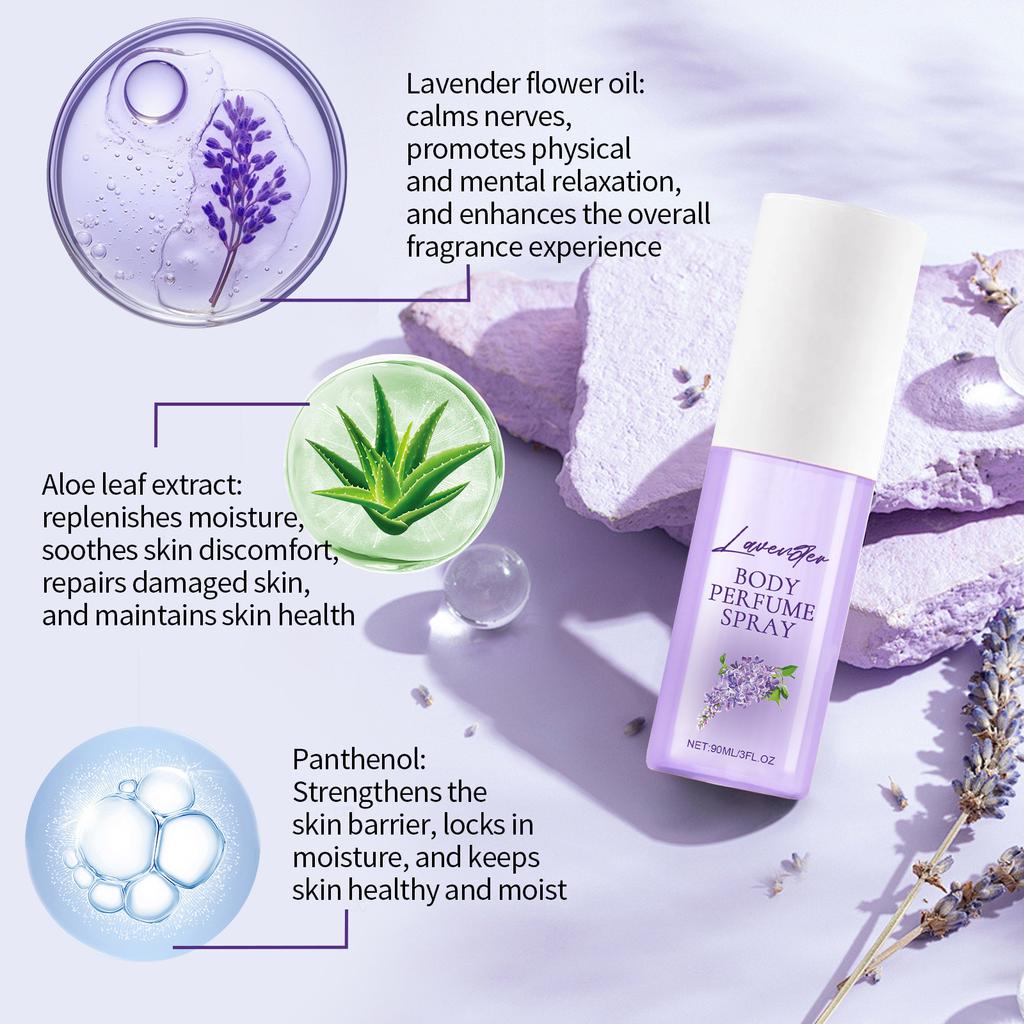 Lavender Body Perfume Spray 90ml Long-lasting Lavender Fragrancy Pleasant Fresh Floral Perfume