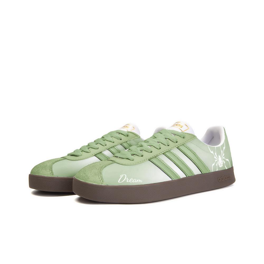 adidas Neo VL Court 2.0 Slip Resistant Abrasion Resistant Low Top Skateboard Shoes Unisex Green White ID6015(Team354-)