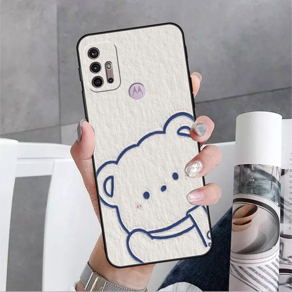 Case For Motorola G30 G60 G22 G9 Play G82 G52 G8 G9 G50 One Fusion Edge 20 Black Soft Phone Capas Flower Cute
