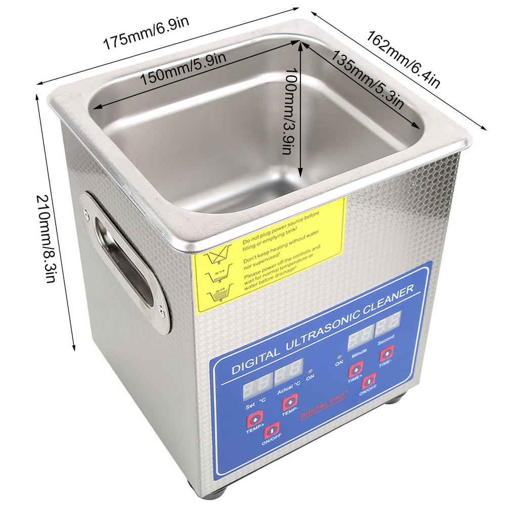 2L Stainless Steel Digital Ultrasonic Cleaning Machine Ultrasonic Bath Heater Timer