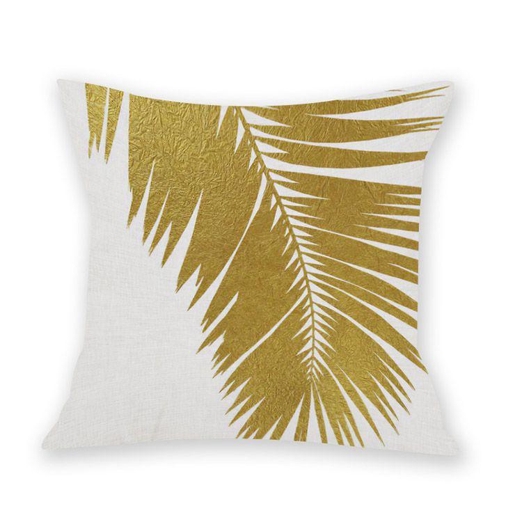Printed Imitation Gold-pinning Plush Creative Leaf Pillowcase Style Pillow Waist Sofa Decoration