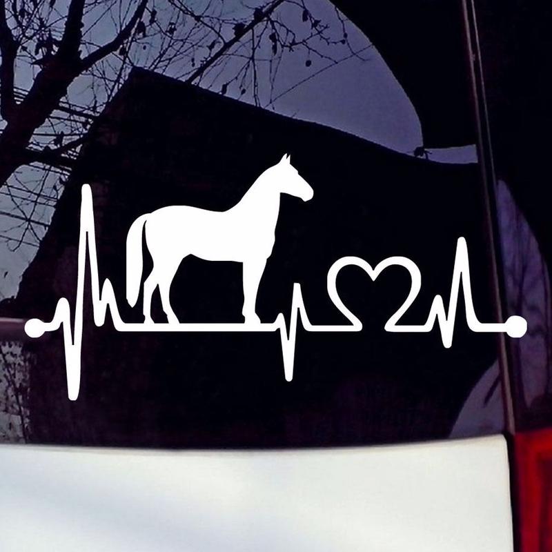 Bílý kůň Kreslený Elektrokardiogram Okénko auta Nárazník PVC Samolepka Nákladní auto Samolepka