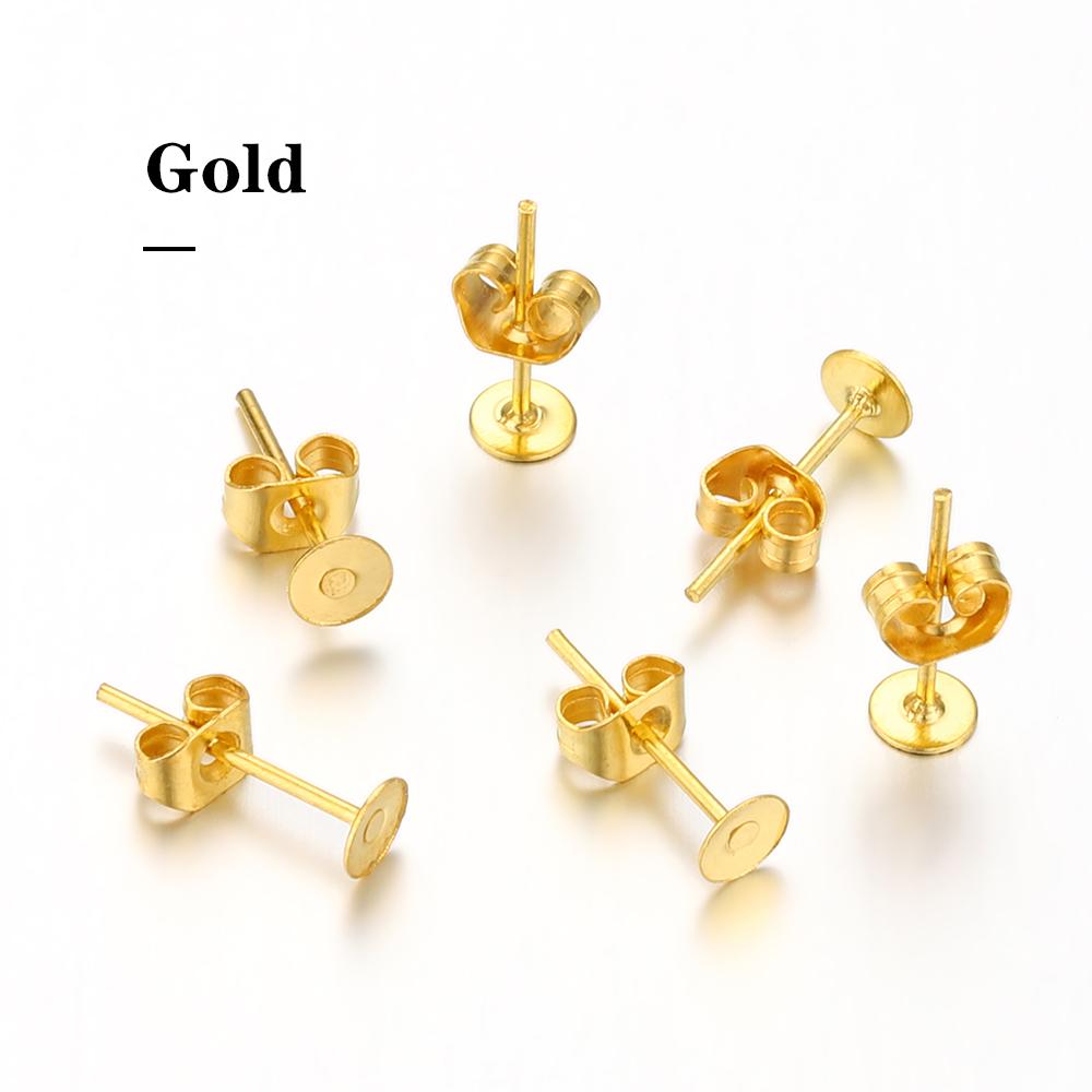 100 Stück Ohrstecker Basis Rohlinge Stifte Ohrstecker Basis Set Pins Mit Ohrrücken Ohrstecker für DIY Schmuckherstellung Findings Zubehör