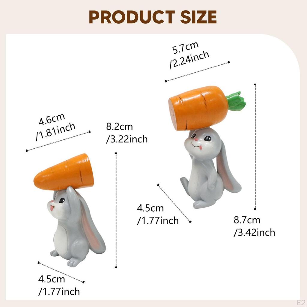 2Pcs Easter Bunny Miniature Figurines Statues Resin Cute Flowerpot Decor Ornaments for Garden Shelf