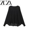 European and American style, new women's clothing, fashionable, versatile, cross-border comfortable black flat needle knitted sweater