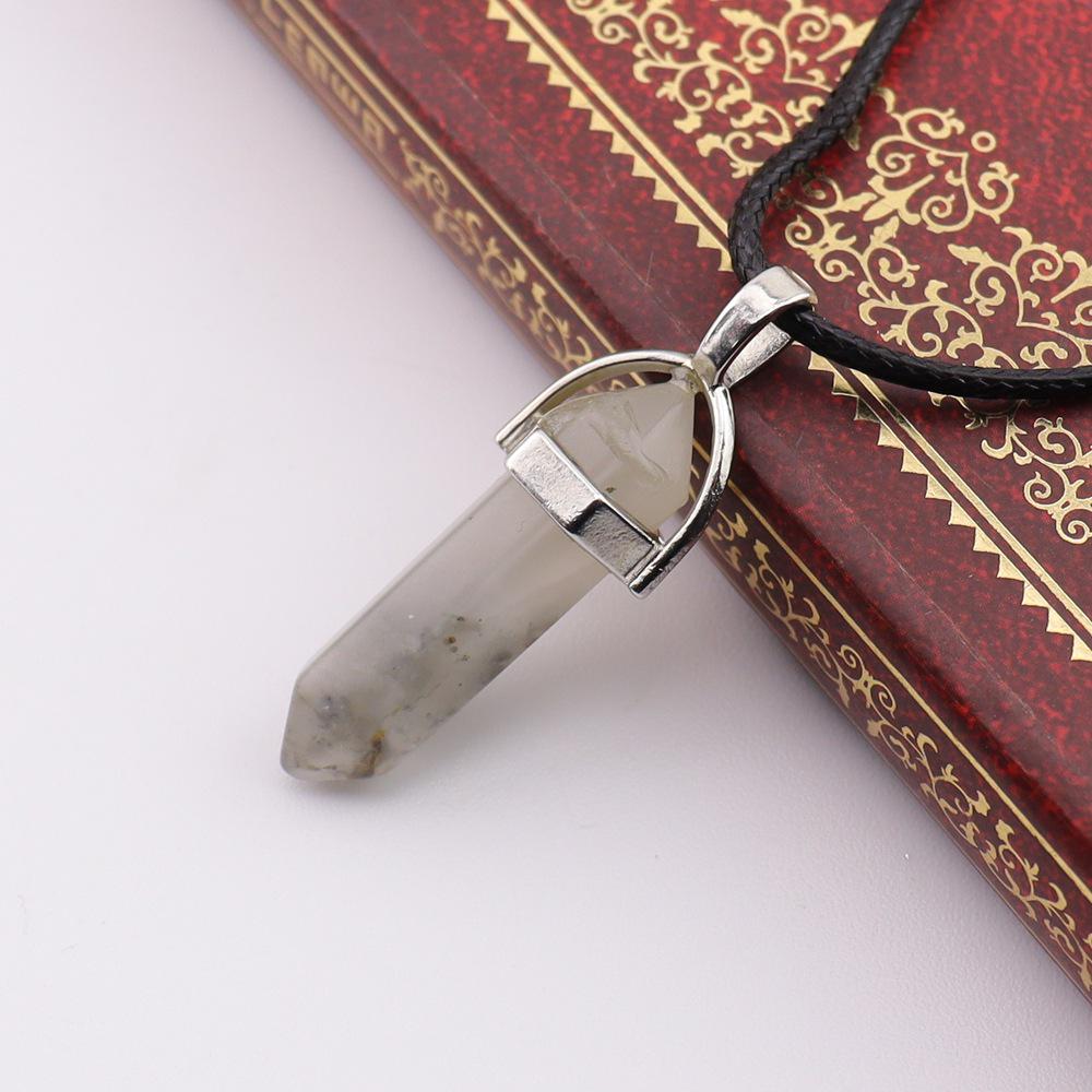 Handmade Amethyst & Rose Quartz Hexagonal Pendant Necklace N760