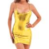 Sexy Ladies Woman Metallic Pvc Faux Leather Dress Sleeveless Party Bodycon Dress Solid Bodysuit
