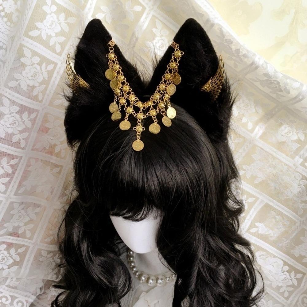

Tassel Animal Ears Hairband Golden Wings Egypt Style Headwear Costumes Props