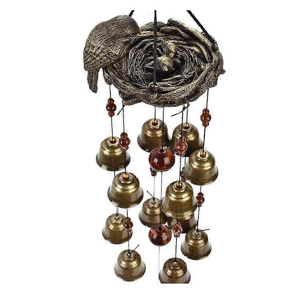 1pcs Bird Nest Wind Chimes, Wind Chime With 12 Pieces Bronze Bells For Garden, Yard, Patio And Home