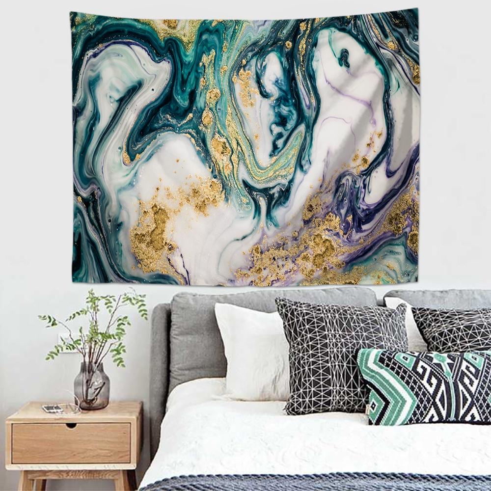 Tapestry Quicksand Wall Covering Marble Background Cloth Flow Pattern Decorative  Blue  Living Room  Decoration