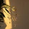 Flame Moon Brass Pendant Crystal Wind Chime Sun Catcher Ornament for Home and Garden