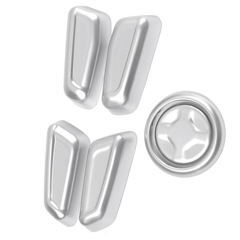 Powerful 5 Piece Car Seat Adjustment Switch Knob Cover Sticker Trim Car Accessories Silver ABS For Kia Carnival KA4