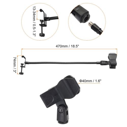 PATIKIL 18.5" Gooseneck Desk Microphone Stand with Clip, Flexible Arm, Desktop Microphone Stand, 3/8" To 5/8" Microphone Spring Clip for Singing and S