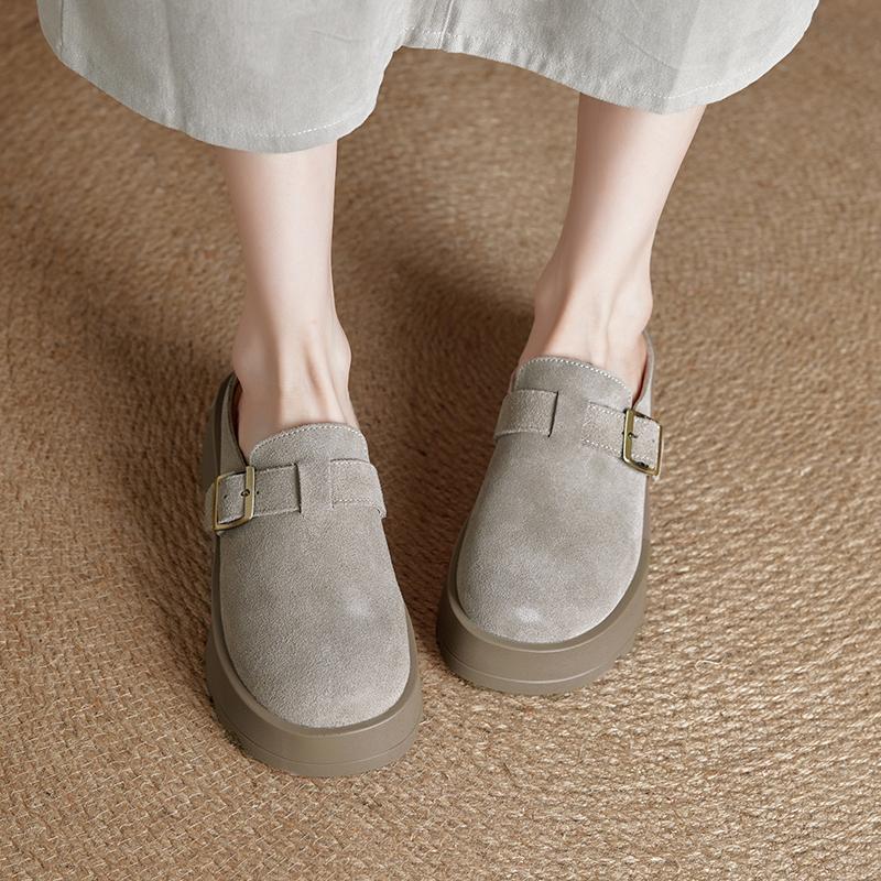 Women's Slippers Thick-soled Mules with Closed Toe for Women Large-size Comfortable Half-slippers Female