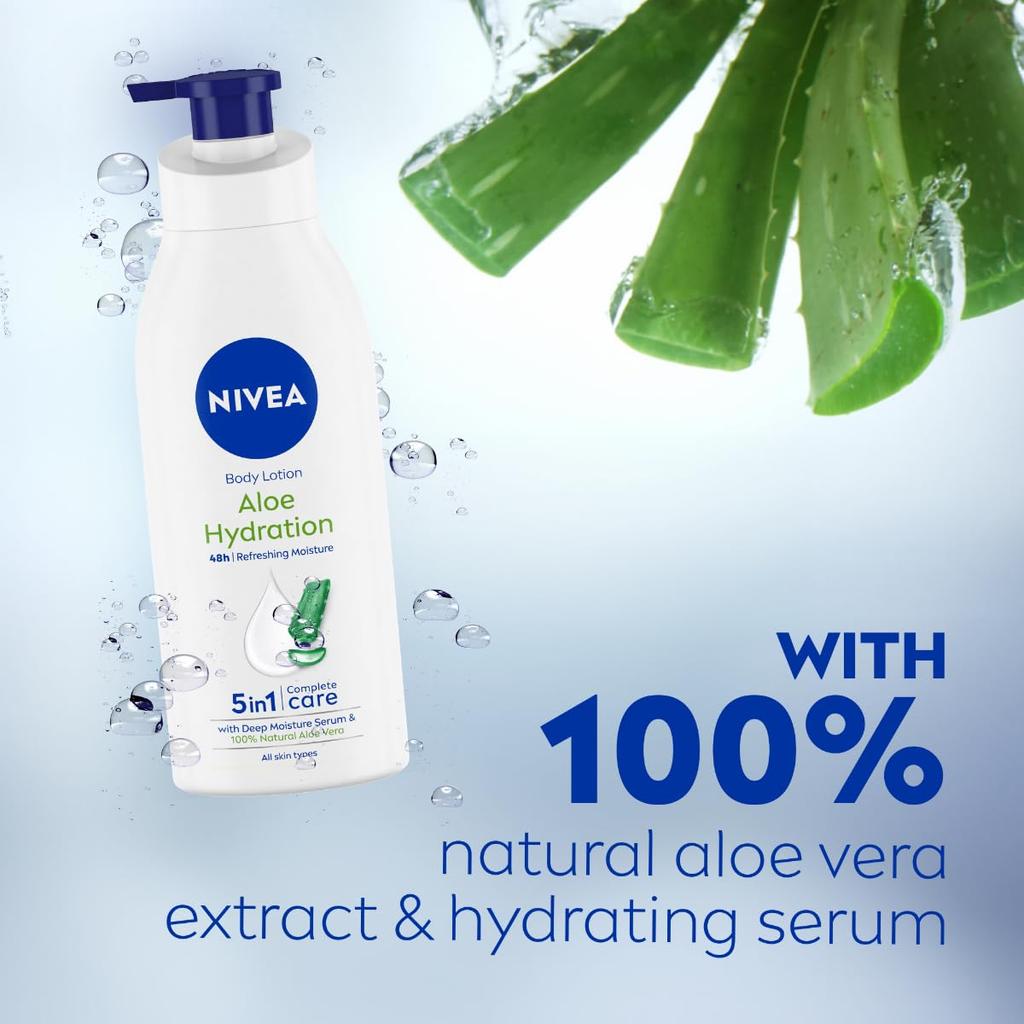 Nivea Aloe Hydration Bodylotion 400ml Für Männer & Frauen | 48H Feuchtigkeitsspendend | Nicht-Klebende Sommer-Hautpflege | Zieht Schnell Ein