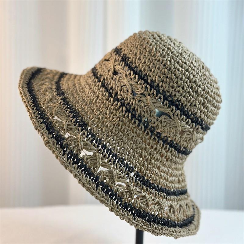 ins large brim straw hat summer beach vacation breathable sunscreen hat women's UV protection sunshade fisherman hat
