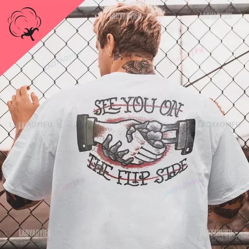 Gothic Harajuku Biker Skull Graphic Tshirts Men Fashion Trend Short Sleev Tops Dark Punk Skulls Retro T Shirt Male Oversized Tee