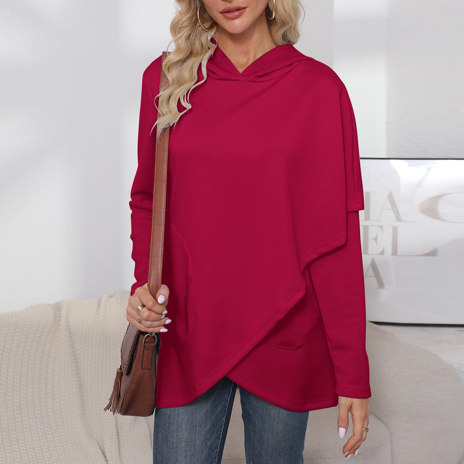 

Женская Модная, Повседневная, Удобная, С Круглым Вырезом, На Молнии, С Длинным Рукавом, Теплая Толстовка M винный