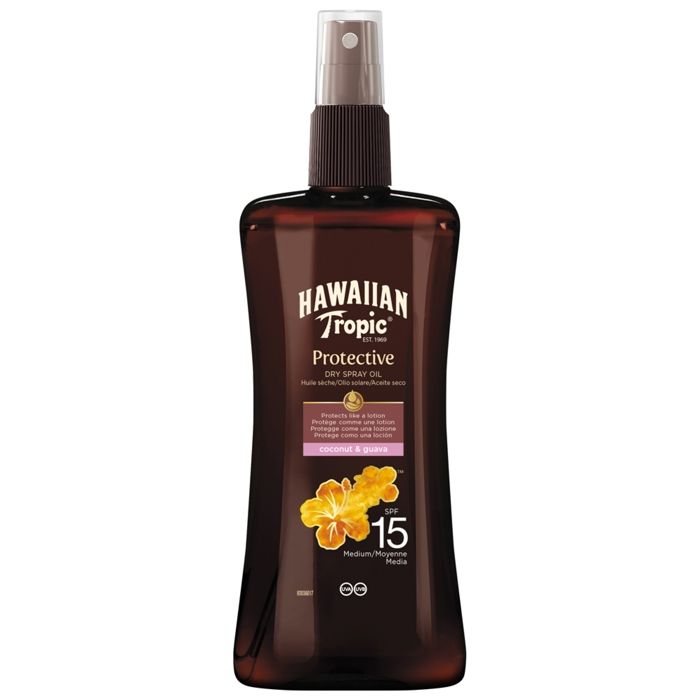 Spray Huiles Seches - Hawaïan Tropic - SPF 15 - 200ml - Waterproof - Protection Moyenne