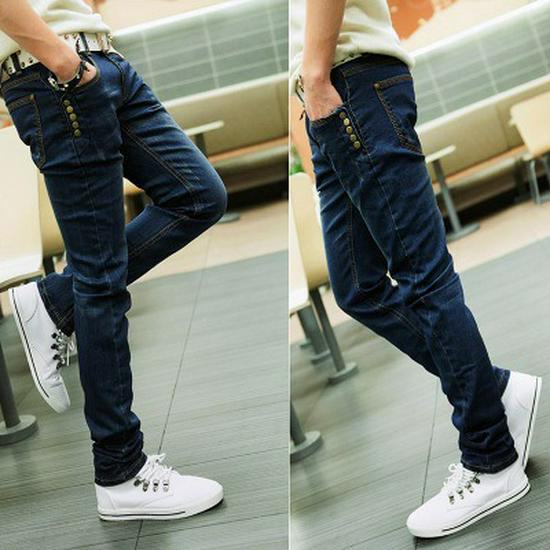 Men's Elastic Slim Fit Jeans - Black, Trendy Long Pants for Spring/Autumn 2022