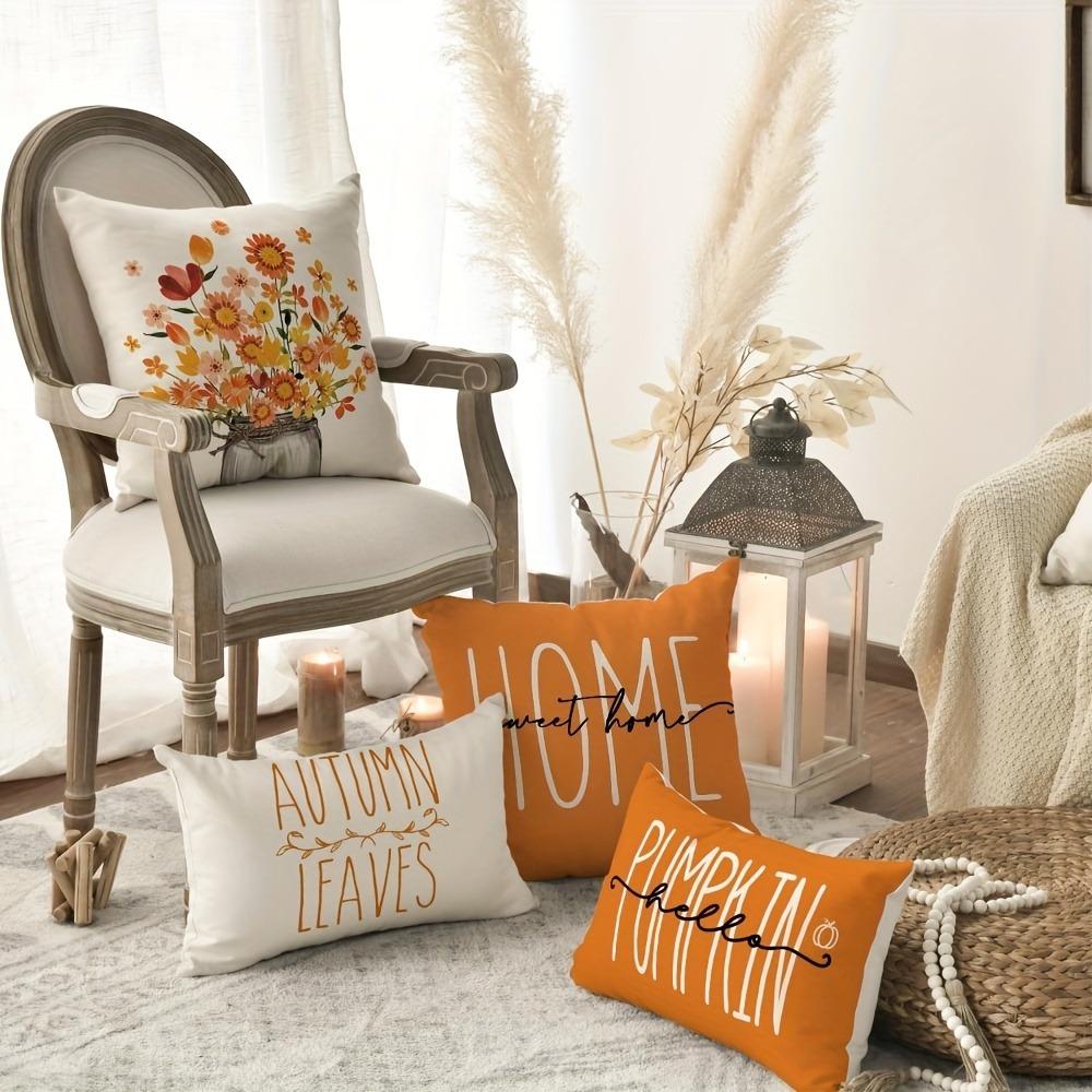 Poszewka na poduszkę z nadrukiem kwiatowym w pomarańczowe wzory dekoracja pokoju domowego poszewka na poduszkę pokój dzienny sofa krzesło poszewka na poduszkę