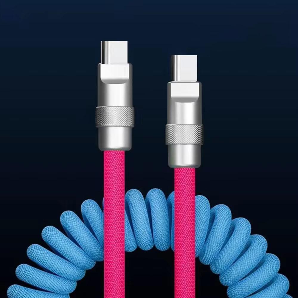 1.8M PD 60W Fast Charging Spring USB C to Type C Cable For 15 Pro Max Samsung Xiaomi Huawei Phone Charger Type-C Cables