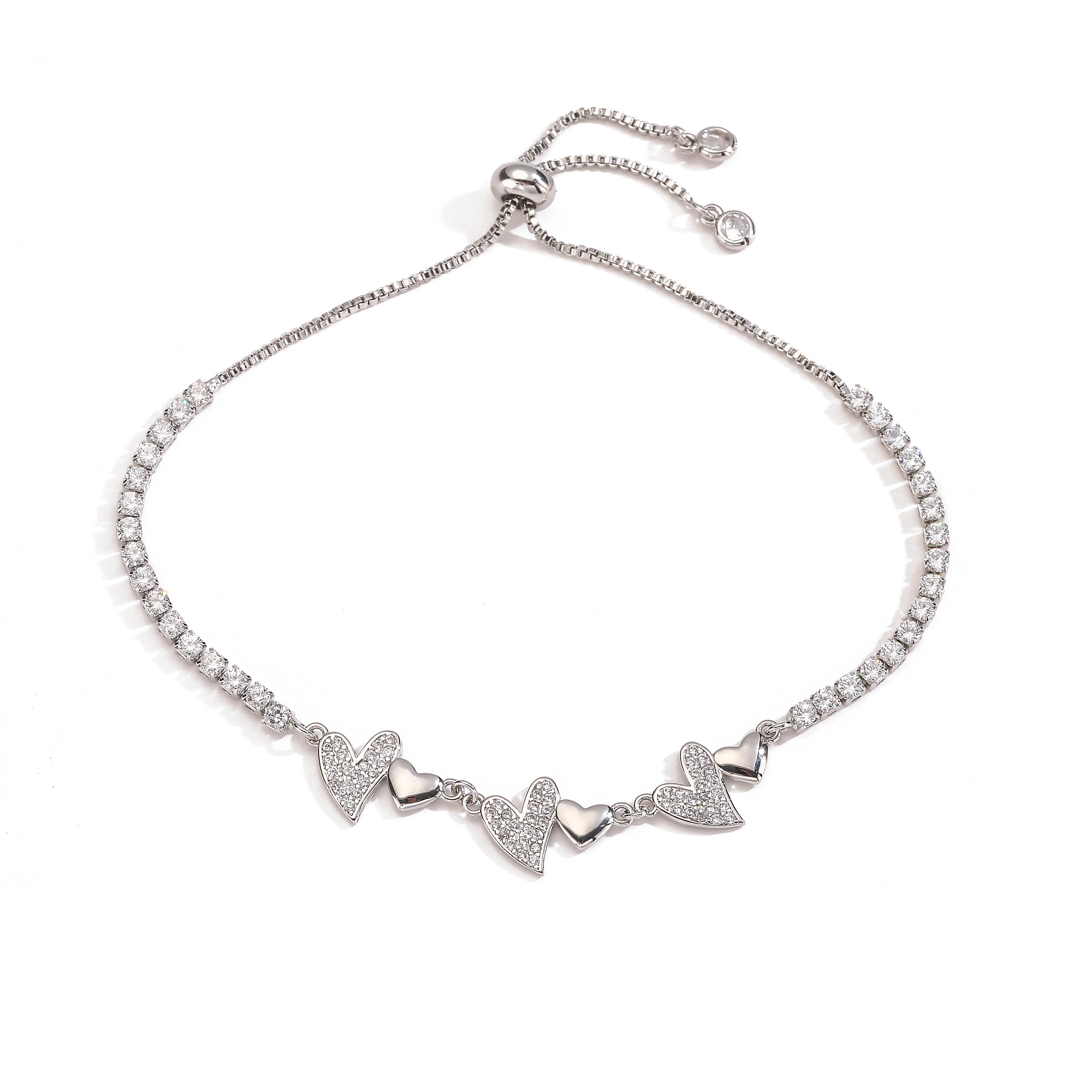 HECHENG,Zircon Peach Heart Necklace Bracelet Set for Women, Zircon Set Dating Zircon Gifts
