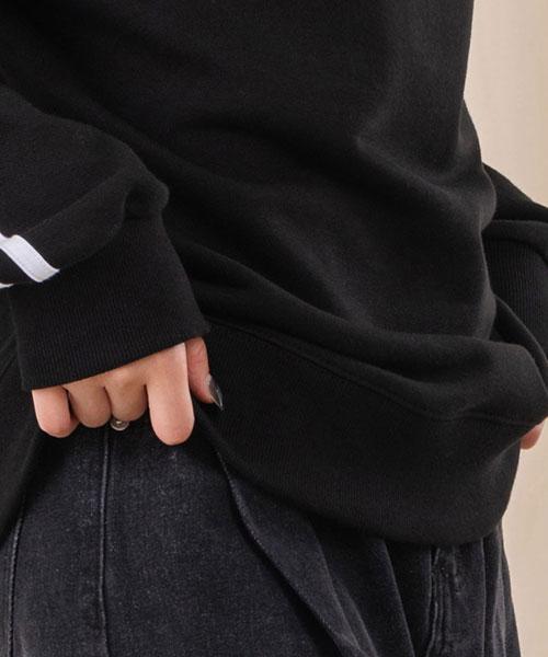 Ellamo French Terry Track Half-Zip Collar Oversized Sweatshirt [Black]