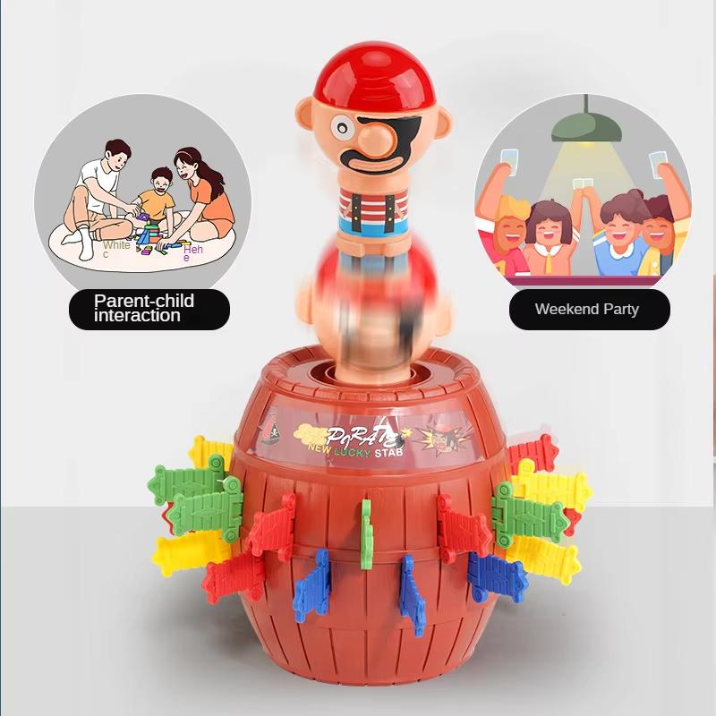 Lustiges Piratenfass Spielzeug Schwert Springen Piraten Spielbrett Kinder Halloween Spielzeug Eltern-Kind Interaktives Spielzeug Junge