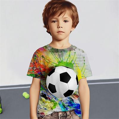 Piłka nożna 3D Drukowane T-shirty Dzieci Dzieci Urodziny Sportowe T-shirty Ubranka dla niemowląt Chłopcy Dziewczęta Casual T-shirty Top Tee