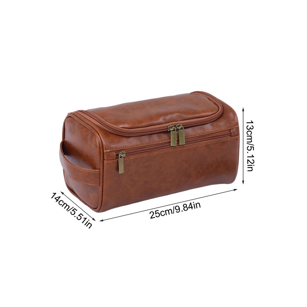 

PU Leather Cosmetic Bags Large Capacity PU Leather Grooming Shaving Storage Bag Men s Zipper Toiletries Organizer Case With Hook