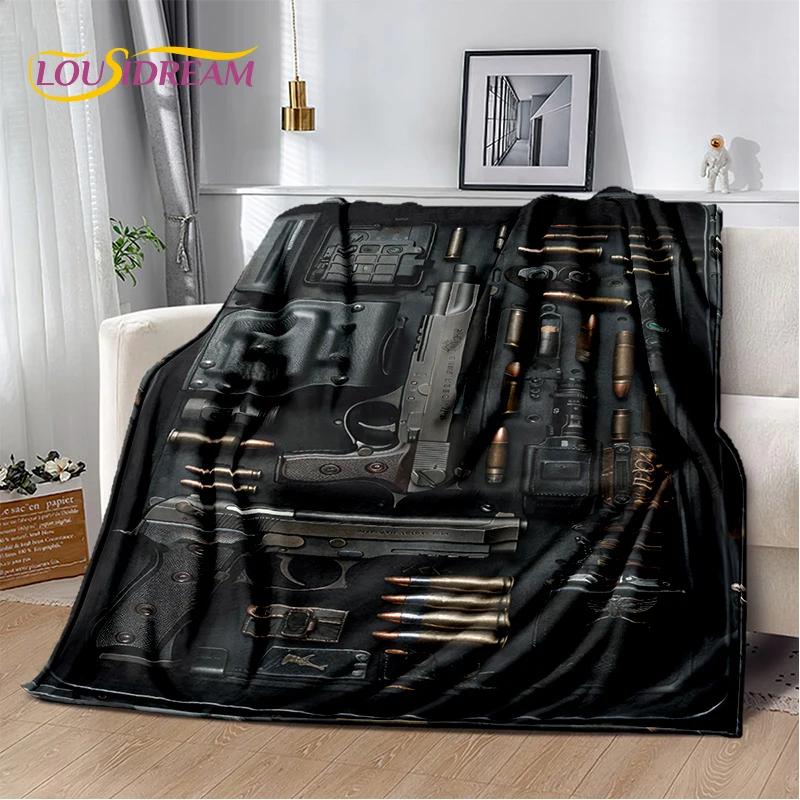 29 Style Retro Guns Pistol Ammunition Bullet Cartridge AK M4 Soft Flannel Blankets,Throw Blanket for Picnic Beds Sofa Bedroom
