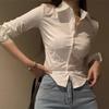 JK Uniform White Shirt Women's New Spring Long Sleeved Design Niche Slim Fit Waist Cinching Top