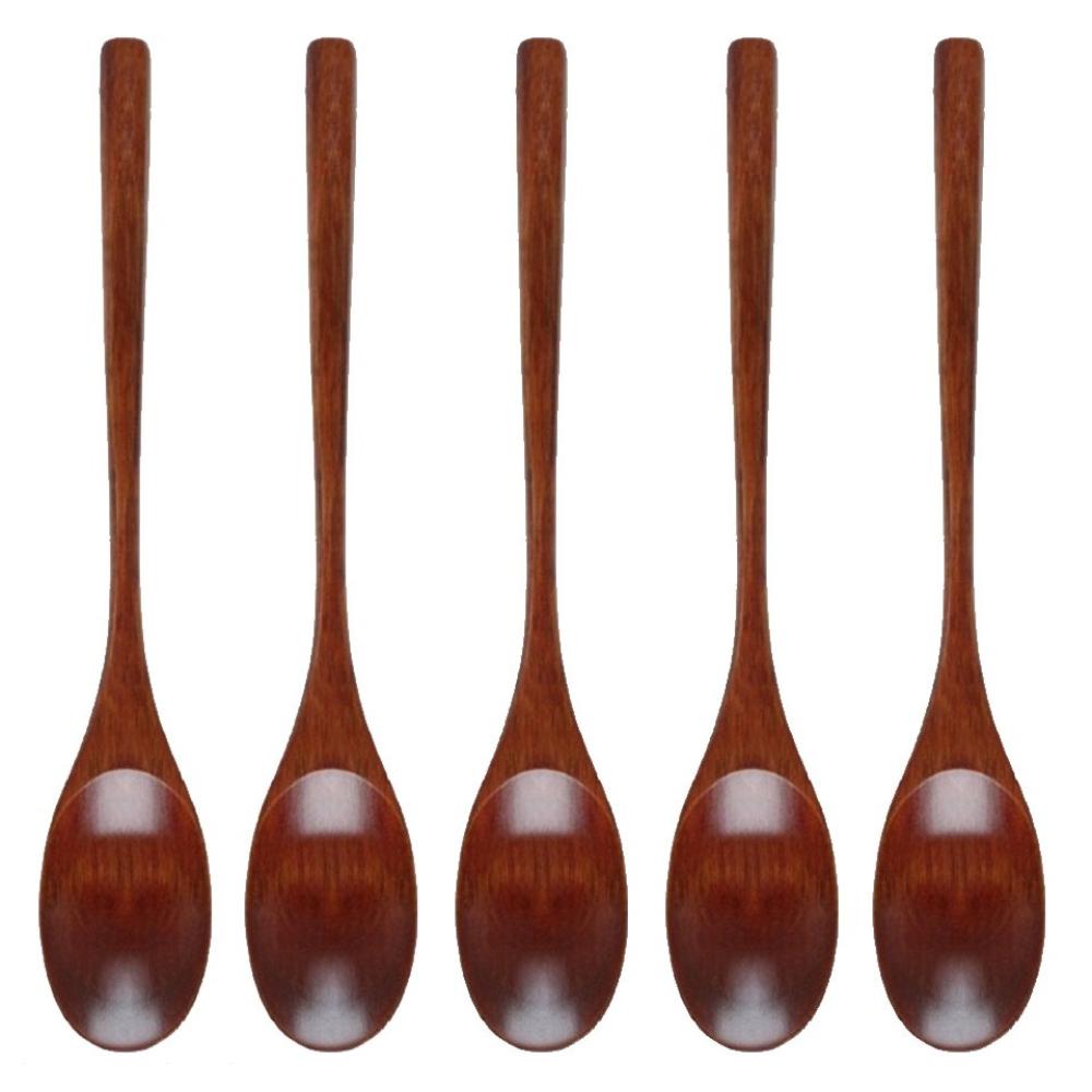 Wooden Spoon Long Handle Spoon Light Weight Table Spoon Eco Friendly Portable Spoon for  Cooking Mixing Eating Kitchen Tools