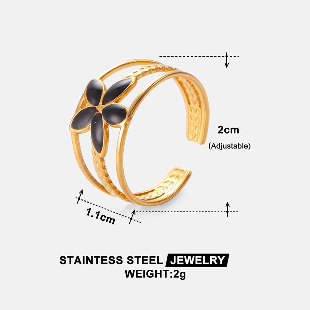 Elegant Women s Adjustable Titanium Steel Geometric Ring - Non-Fading Enamel Finish