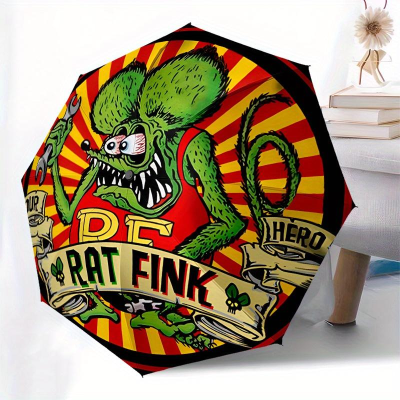 "Rat Fink: Our Hero T Shirt  Classic Car Culture Icon" Umbrella, Portable 3 Fold Compact Umbrella for Men & Women,S294