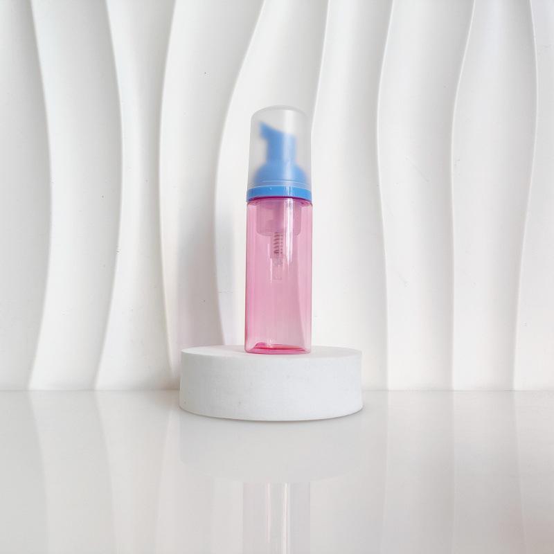 60ml Red Translucent Mousse Dispenser: Cosmetic Brush Foam Bottle for Face Wash and Travel Use