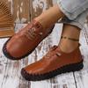Retro Casual Single Shoes 2024 Autumn New Breathable Car Stitching Cow Tendon Sole Large Size Women's Single Shoes Zapatos Mujer