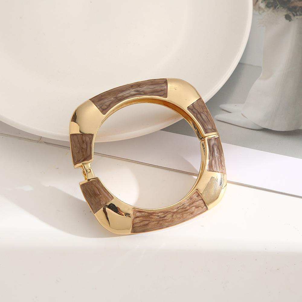 DIEZI 11 Colors New Bohemian Square Enamel Cuff Bangles Hip Hop Geometric Gold Color Metal Wide Bracelet For Women Men Jewelry