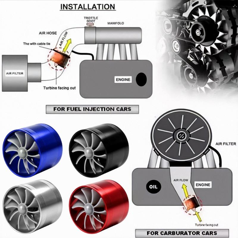 Tek Taraflı Araba Hava Girişi Turbo Benzin Yakıt Tasarruf Sağlayan Fan Turbo Süperşarj Türbin Motoru Turboşarj Güç Modifiye Aksesuar
