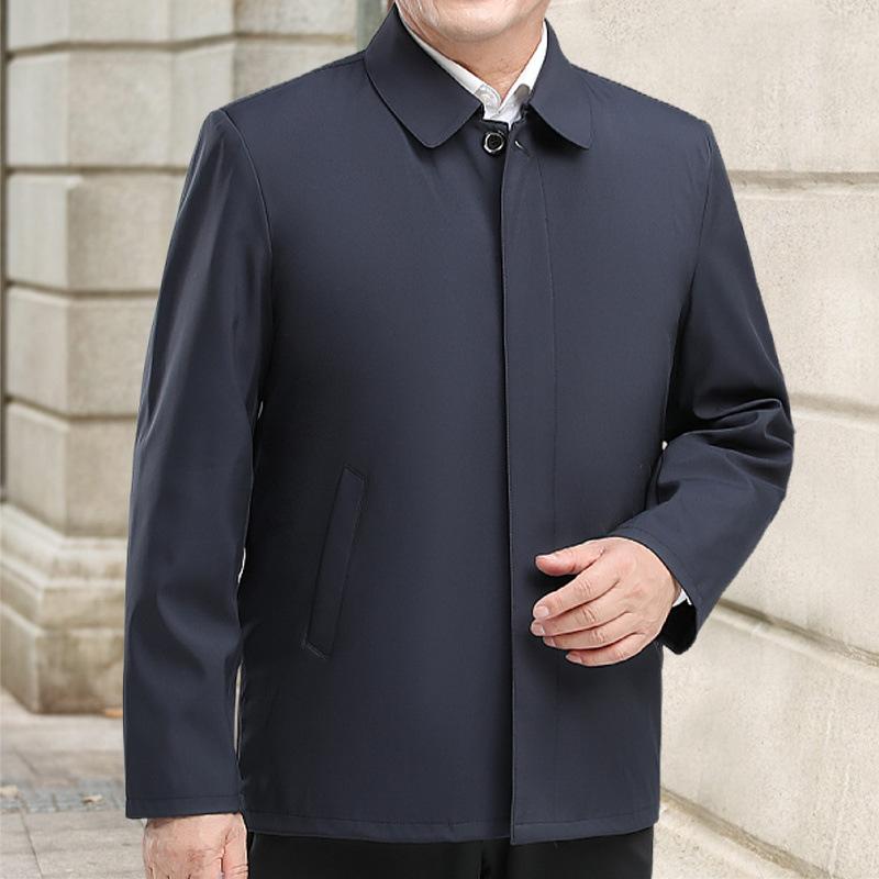 Men's Jacket Fleece Thickened Jacket Dad Cotton Coat Warm Loose Autumn and Winter