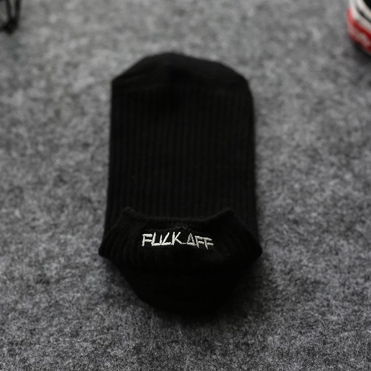 Luminous White Letters Women Mens Cute Letter Print Design Fucks Off Casual Knit Wool Funny Socks