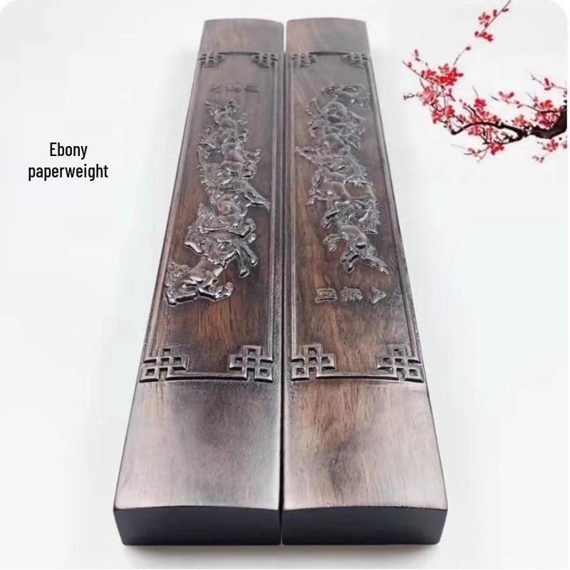 Sada černého ebenového pevného dřeva na papír a černého katalpy na pravítka pro kaligrafii - 18-30 cm