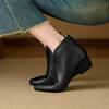 Fashion 2025 New Autumn Women Boots Genuine Leather Women Shoes Round Toe Chunky Heel Solid Modern Boots Daily Shoes Ankle Boots