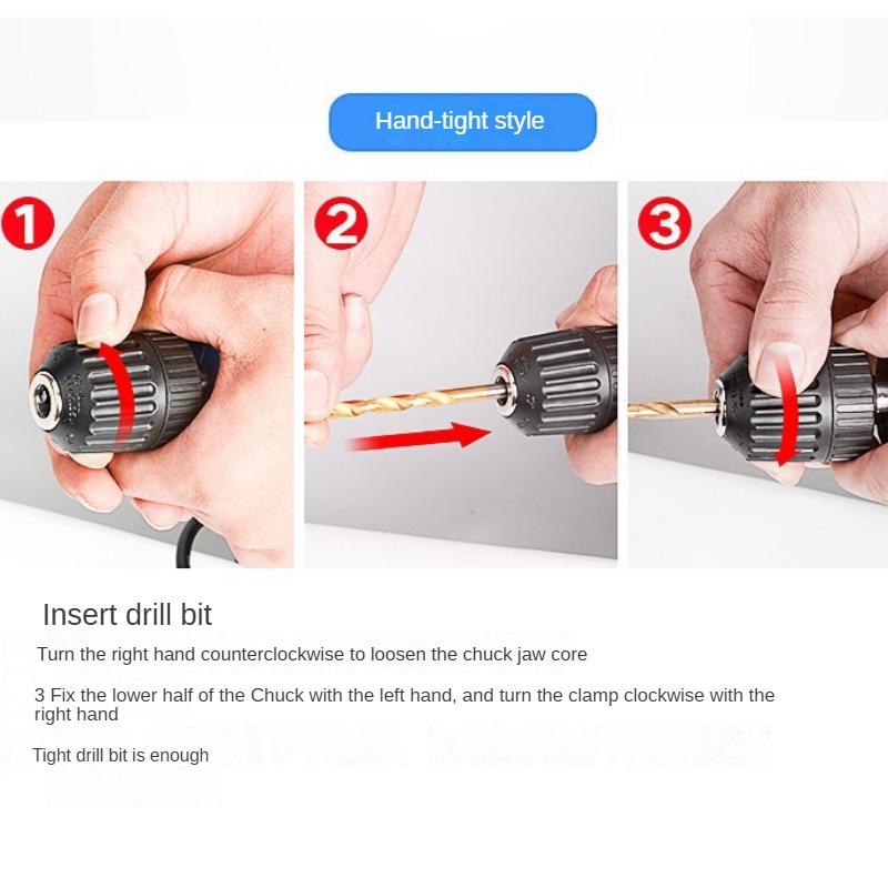 Dongcheng Hand Electric Drill Household Electric Screwdriver J1Z-FF05-10A Self-locking Forward and Reverse Speed Regulation 500W High Power