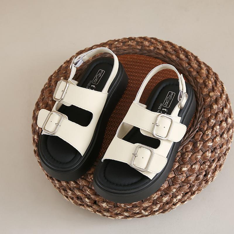 CRLAYDK Platform Sandals for Women Summer Silvery Outdoor Beach Open Toe Slides Ladies Casual Buckle Straps Walking Slippers