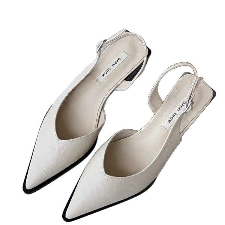 Soft Leather Version of French High-end Bag Head Sandals Women's 2025 Summer New Temperament Thick Heel Not Tired Feet Pointed Single Shoes